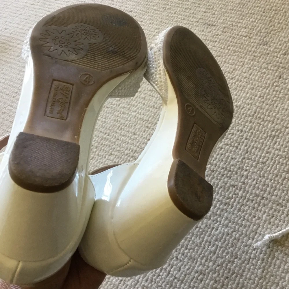 Girls White Pearl-Embellished Ankle-Strap Flats
